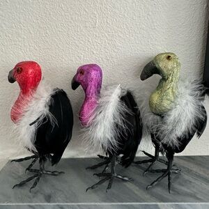 Vladimir & Veruca Vulture Goth/Halloween Decor Set of Three Vultures